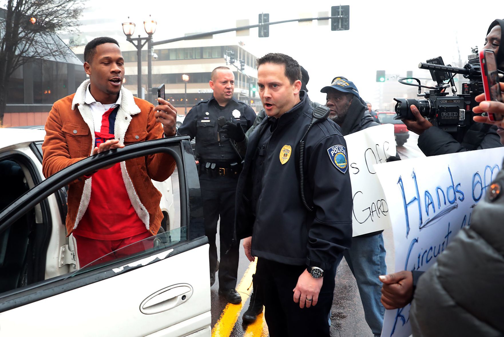 Protesters march in Clayton as St. Louis circuit attorney arrives for deposition